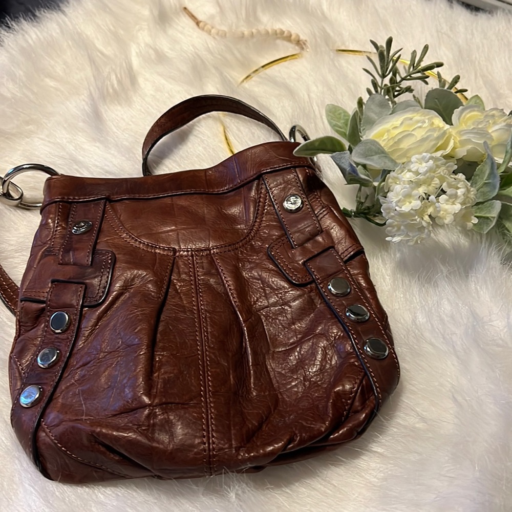 B Makowski Leather Saddle crossbody bag